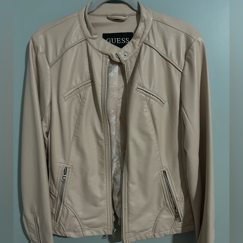 Large Guess Faux Leather Jacket.